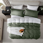 Nestl Olive Green California King Duvet Cover Sets - Soft Prewashed Cal King Duvet Cover, 3 Piece, With Zipper Closure, 1 Duvet Cover 104X98 Inches And 2 Pillow Shams - No Comforter