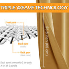 Hiasan Grommet Blackout Curtains For Bedroom, 70 X 63 Inches - Thermal Insulated & Light Blocking Window Drapes For Living Room/Dorm Room, Set Of 2 Panels Sewn With Tiebacks, Pumpkin Orange