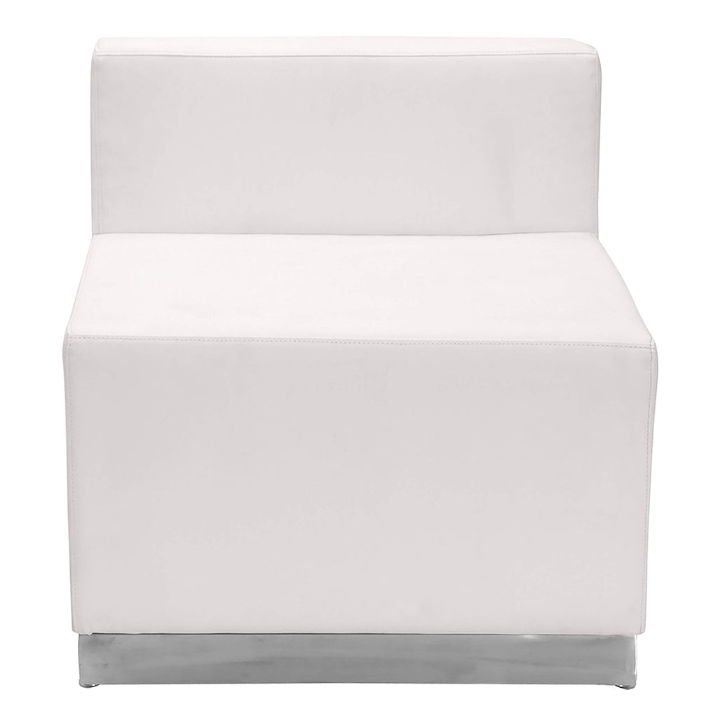 Flash Furniture HERCULES Alon Series White LeatherSoft Chair with Brushed Stainless Steel Base