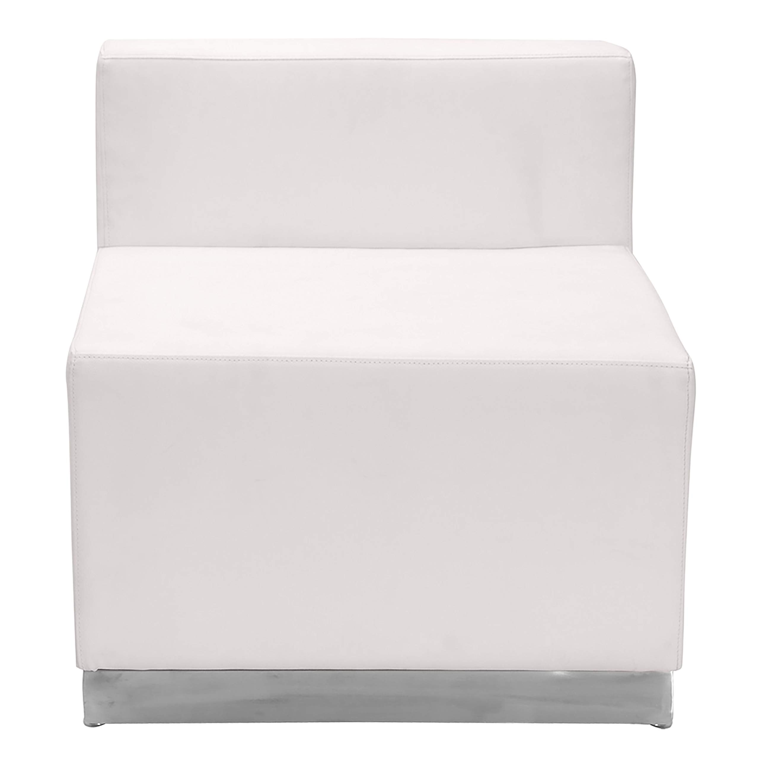 Flash Furniture HERCULES Alon Series White LeatherSoft Chair with Brushed Stainless Steel Base