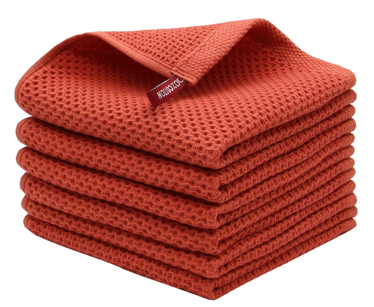 MiasDream Natural Cotton Waffle Weave Kitchen Tidy Dish Cloths Drying Rags Cleaning Cloth, Soft and Absorbent Kitchen Hand Towe