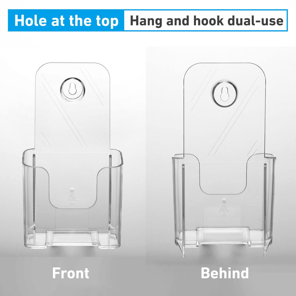 Xydstay Acrylic Brochure Holder 4X9 Inches Slant Back Design, Clear Display Stand, Plastic Table Stand Sign Holder,Pamphlet Hold
