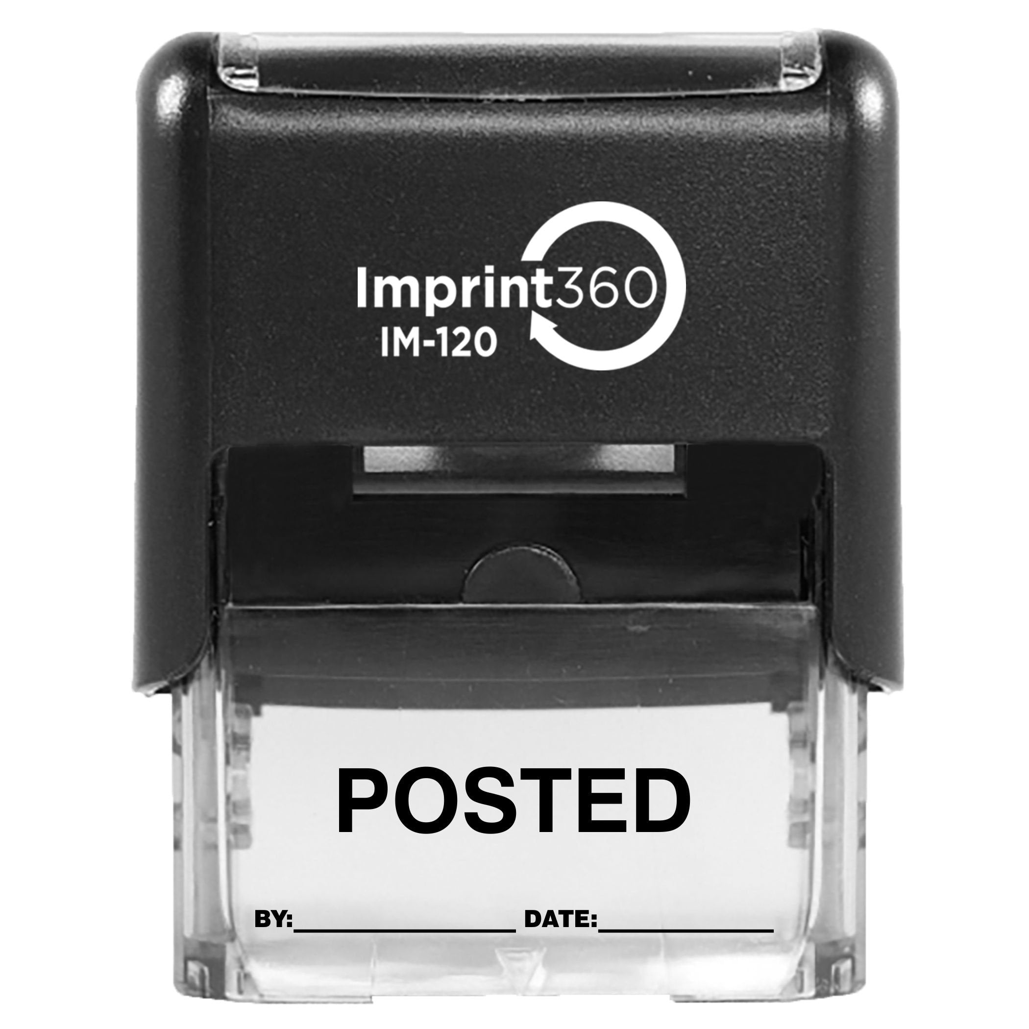 Supply360 As-Imp1111K - Posted Stamp With By: & Date:, Black Ink, Heavy Duty Commerical Self-Inking Rubber Stamp, 9/16' X 1-1/2