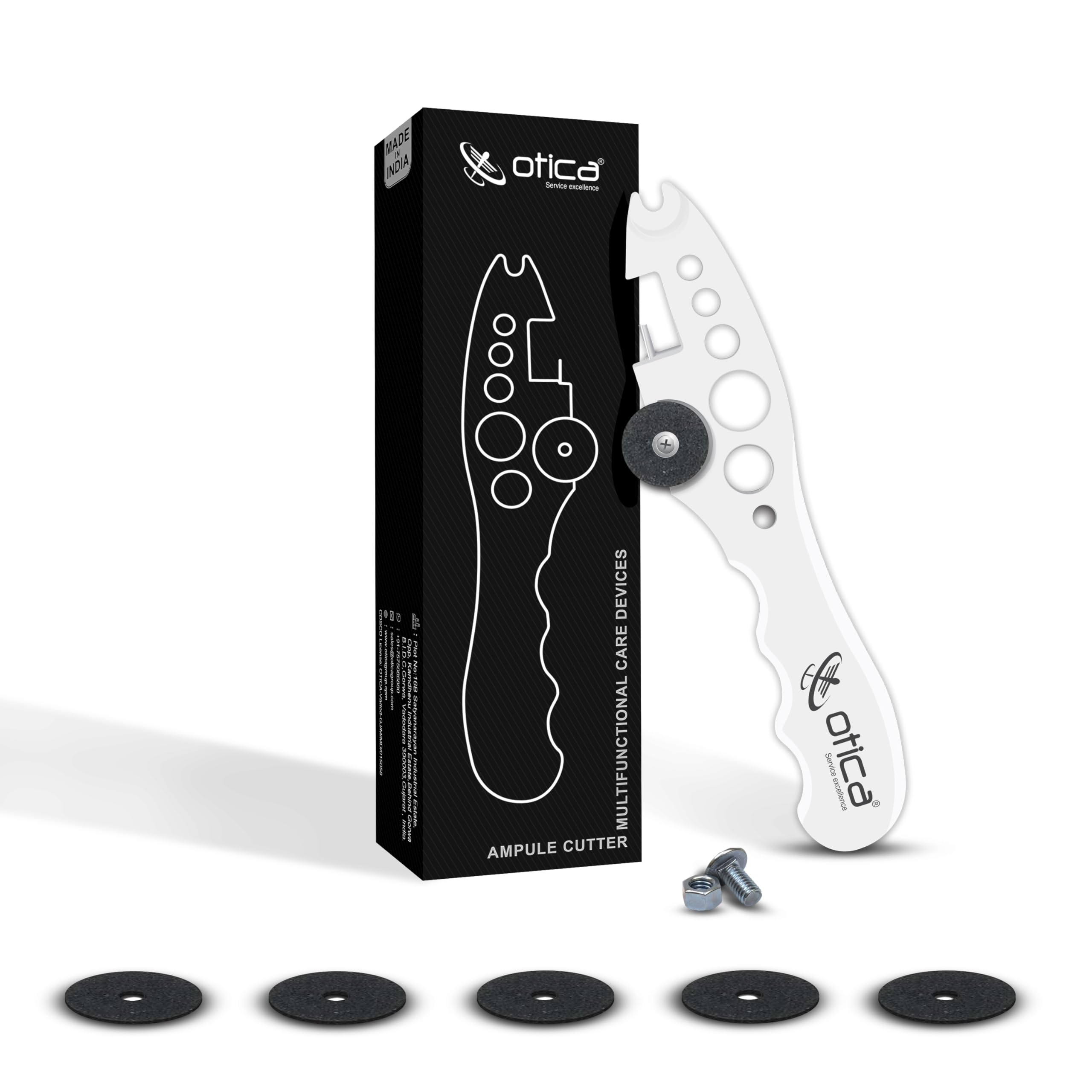 OTICA Ampoule Cutter for Doctors Nurse, Glass Bottle Cap Remover Cutter Ampule Breaker for Hospital and Clinic (White)