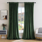Miulee Olive Green Velvet Curtains Thermal Insulated Blackout Curtain Drapes For Bedroom Living Room Darkening 120 Inches Long Curtains Panels Rod Pocket Set Of 2