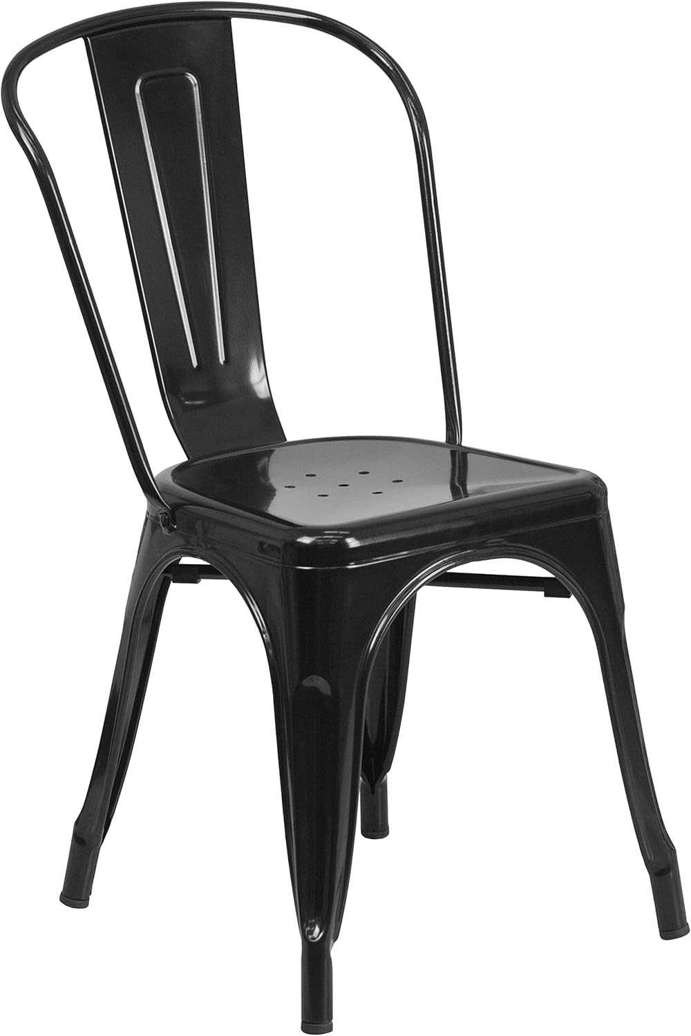 Commercial Grade 31.5 Square Black Metal Indoor-Outdoor Table Set with 4 Stack Chairs