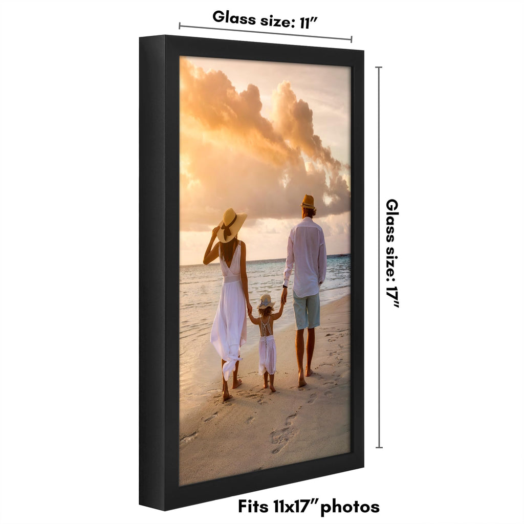 Americanflat 11X17 Picture Frame With Polished Plexiglass - Soho Collection - Gallery Style Deep Molding Frame For Wall Display