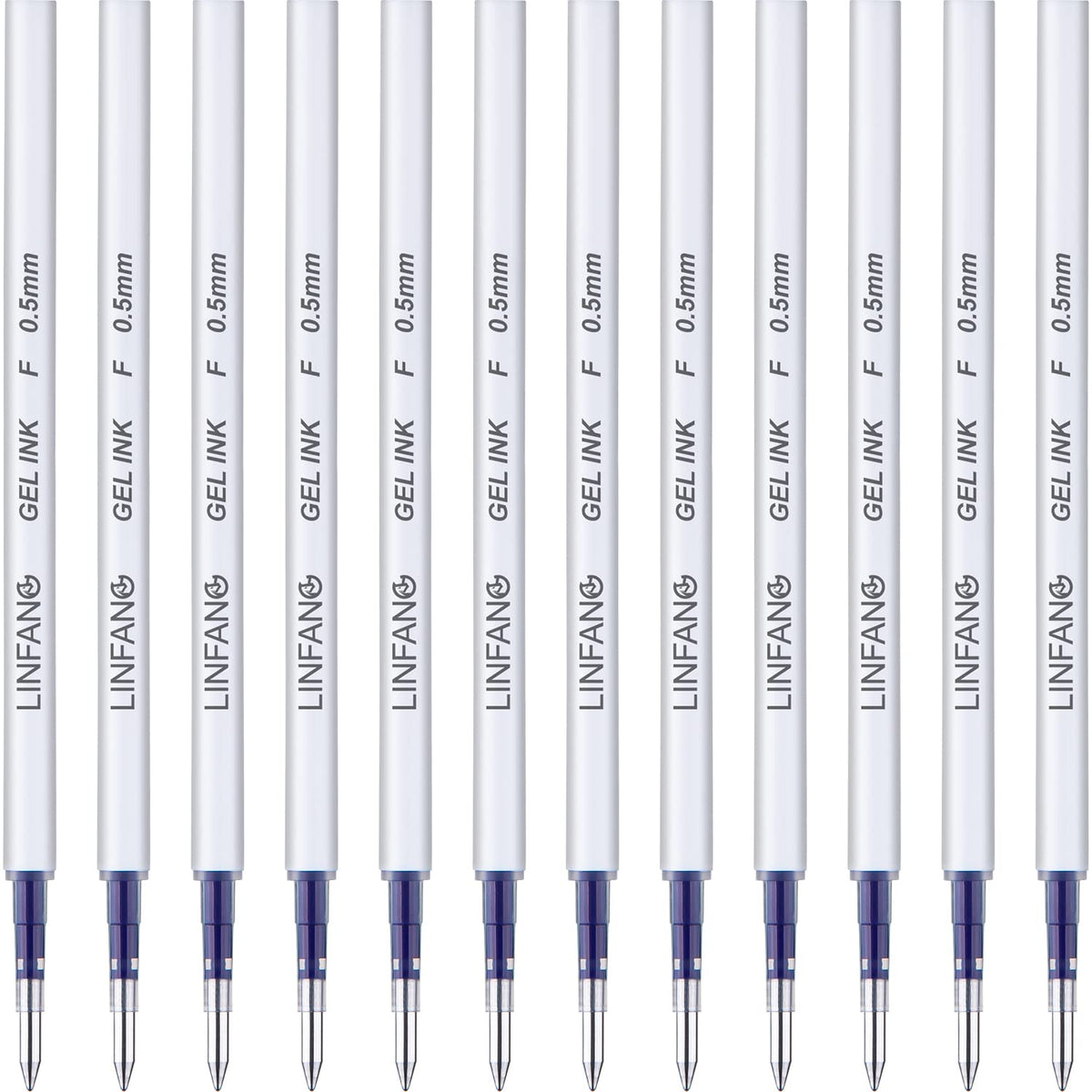 Blue Gel Pens Refills, 12 Pack Retractable Gel Ink Pen Refills Bulk, Fine Point 0.5Mm Tip Smooth Writing Quick Dry Gel Pen Refil