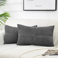 Fancy Homi 2 Packs Dark Gray Lumbar Decorative Throw Pillow Covers 12X20 Inch For Living Room Couch Bed Sofa, Farmhouse Home Dec