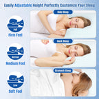 CushyOasis Shredded Memory Foam Pillow Set of 2, Adjustable Cooling Bed Pillow, King Size, Blue