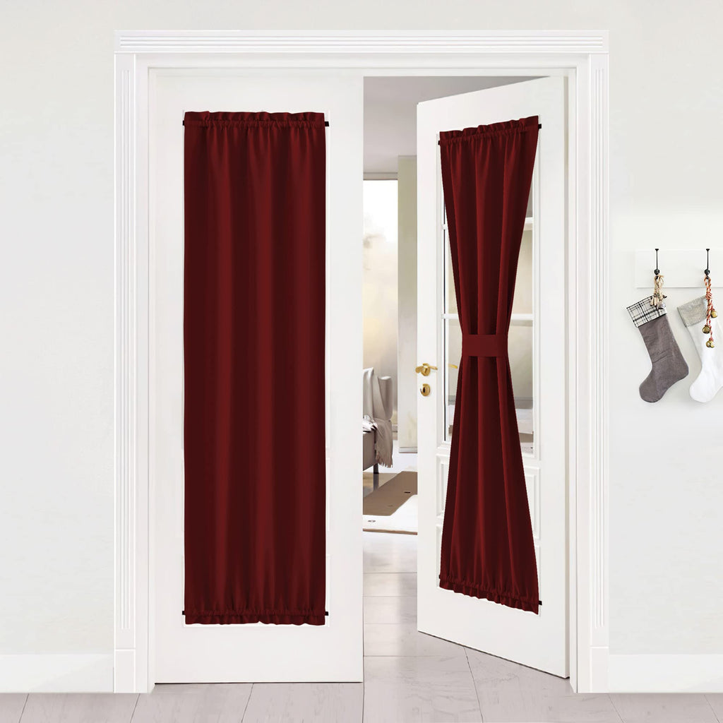 Nicetown Blackout Patio Door Curtains For Christmas - Window Decoration Privacy Thermal Insulated French Front Sidelight Panel Curtain For Glass Door (25W By 72L Inches, Burgundy, 1 Panel)