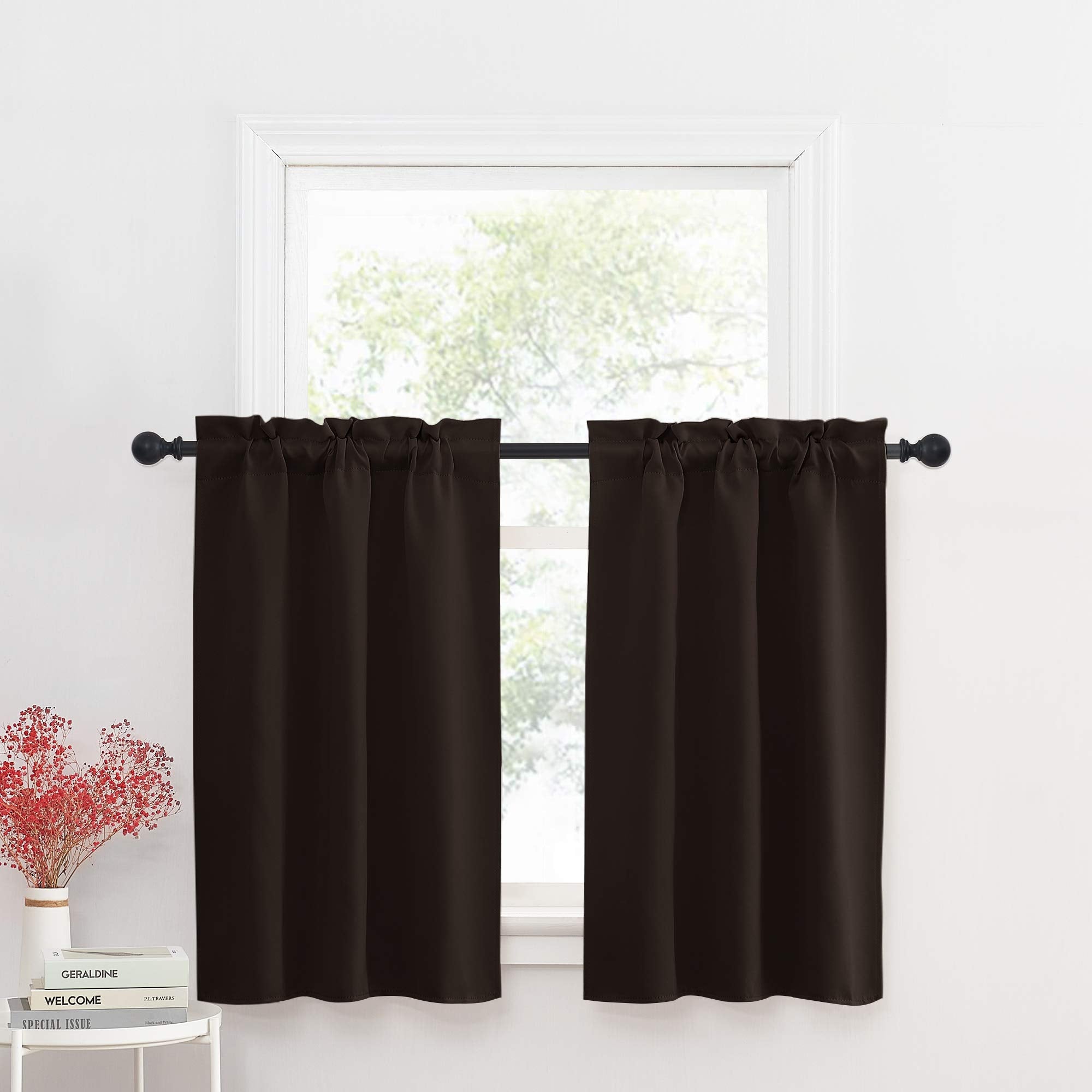 Nicetown Short Window Blackout Curtains For Cafe - Rod Pocket Tailored Home Decoration Small Curtain Panels For Boy'S Room/Kitch