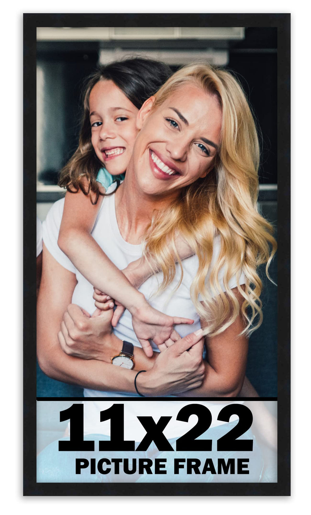 11x22 Frame Black Picture Frame - Complete Modern Photo Frame Includes UV Acrylic Shatter Guard Front, Acid Free Foam Backing Bo