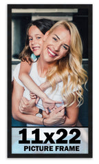 11x22 Frame Black Picture Frame - Complete Modern Photo Frame Includes UV Acrylic Shatter Guard Front, Acid Free Foam Backing Bo