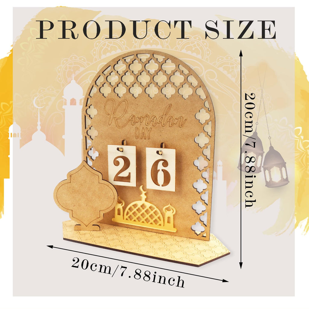 Hhdatc Ramadan Advent Calendar Wooden Ornament,30 Day Countdown Til Eid Gift For Kids Decorations