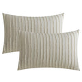 Jellymoni 2 Pack Khaki Pillowcases King Size, Soft Microfiber Striped Tufted Pillow Covers With Envelope Closure (Pillows Are No