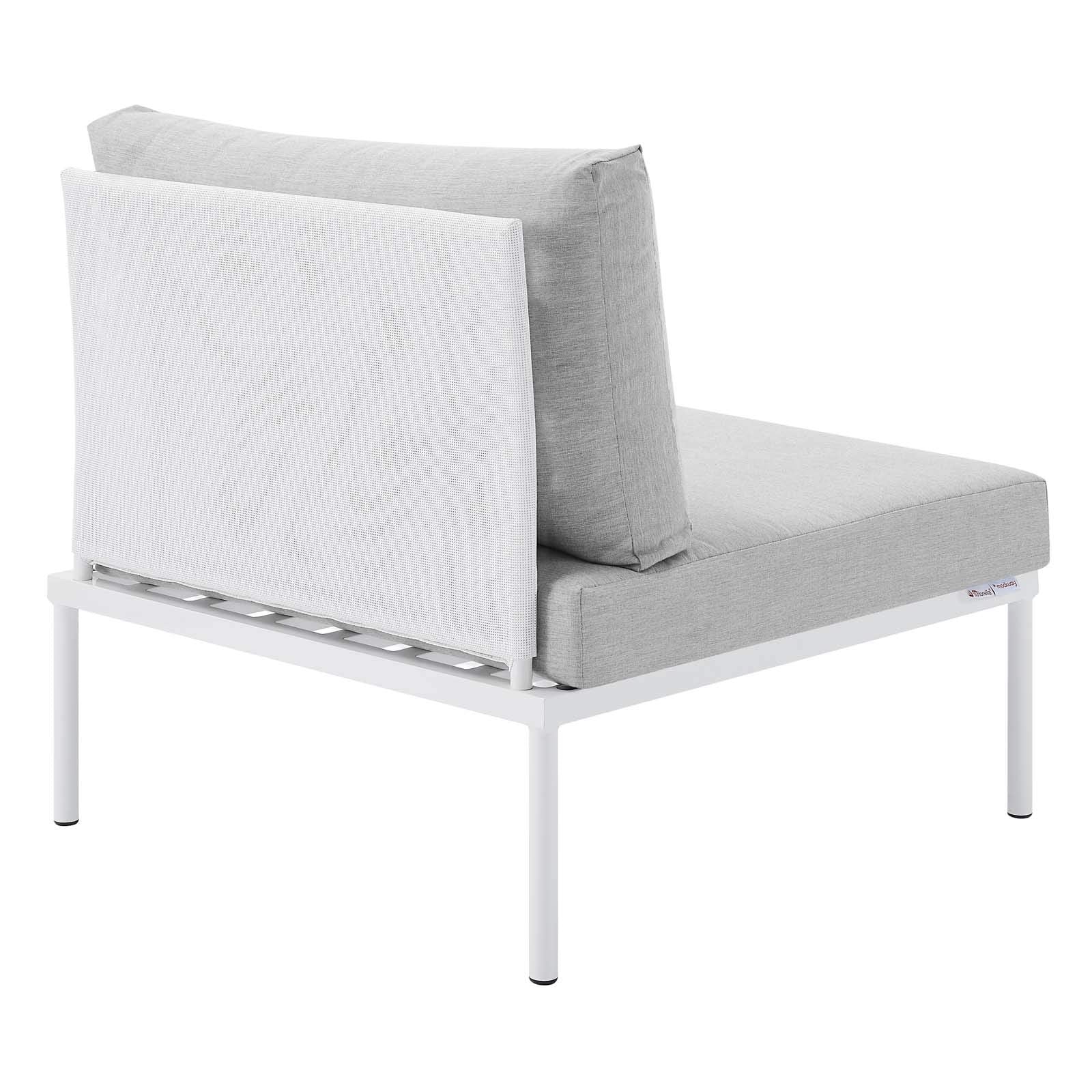 Modway Harmony Sunbrella® Outdoor Patio Aluminum Armless Chair in White Gray