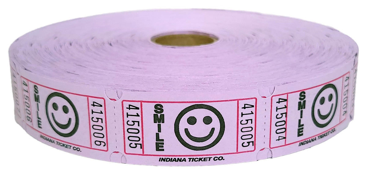 Indiana Ticket Co. 2,000 Purple Smile Single Roll Tickets, Premium Quality Tickets, Tickets For Events, Carnivals, Door Prizes,