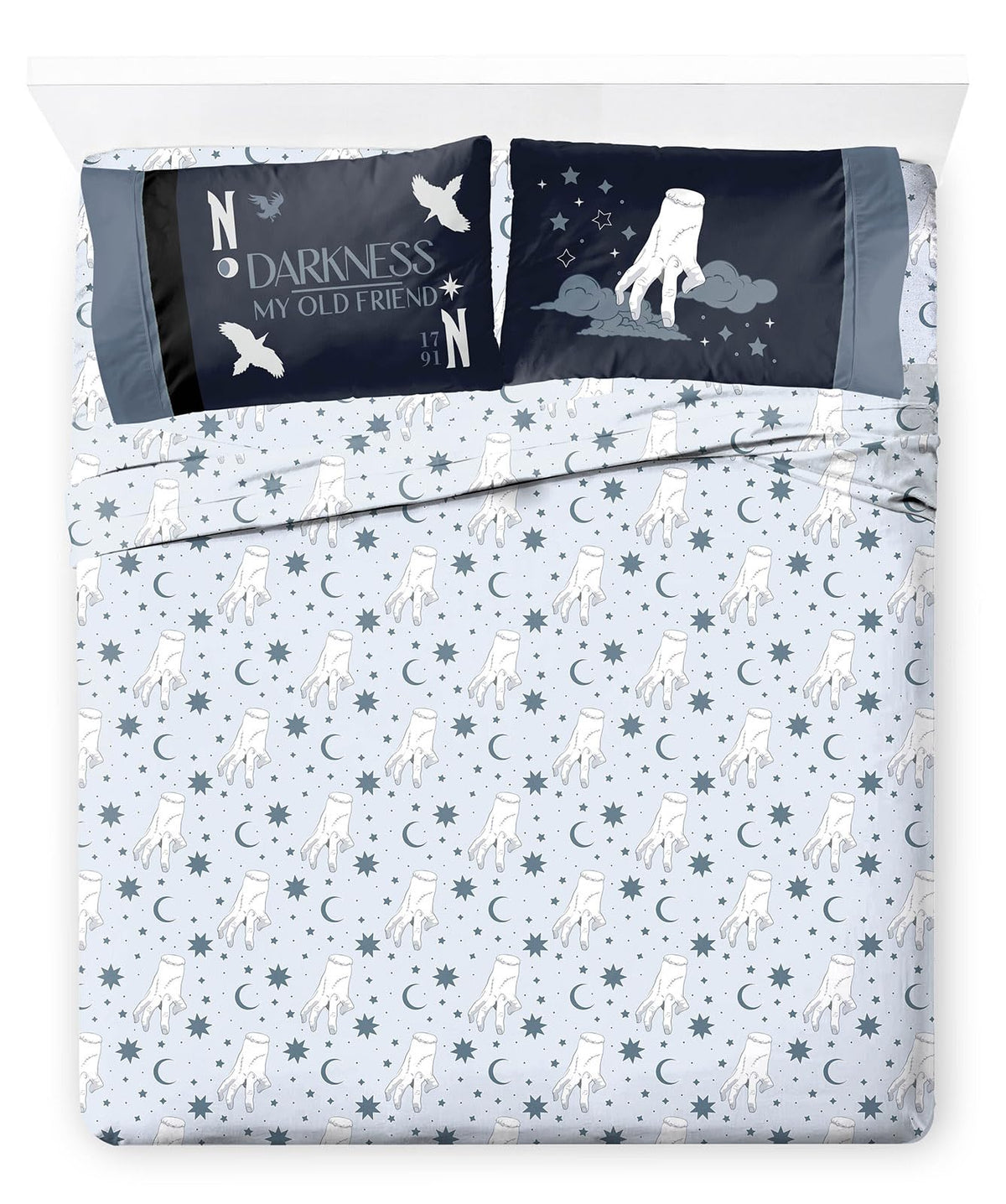 Jay Franco Wednesday Addams Full Size Sheet Set  Super Soft Kids 4 Piece Bedding Set  Moon and Stars Microfiber Sheets Include