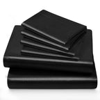 Horbaunal 6 Piece Satin Sheet Set King Size Luxury Silky & Soft Black Satin King Bed Sheet Set With 16'' Deep Pocket, 1 Fitted S