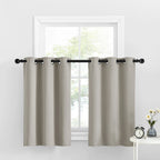 Nicetown Natural Short Curtain For Windows, Farmhouse Style Grommet Window Tiers For Kitchen Sink Over, Country Small Curtain Valances For Living Room/Thanksgiving, W34 X L36, 2 Panels
