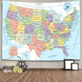 TOMOZ United State Map Tapestry, US Maps Tapestry for Kids Student, Educational Tapestry Wall Hanging for Classroom Bedroom Livi