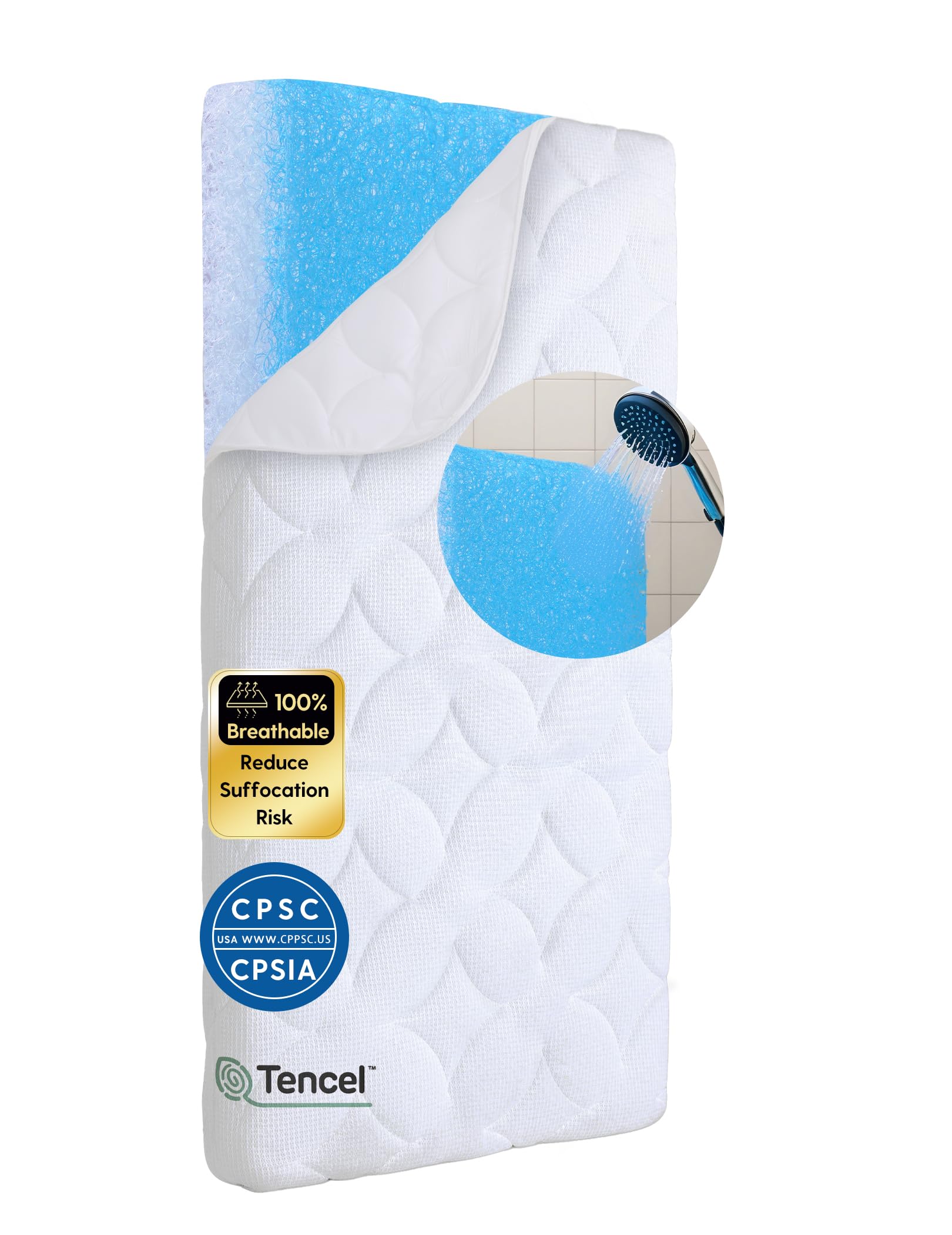 BABELIO Crib Mattress Ultra-Breathable 100% Washable Core Dual Sided Baby Toddler Mattress with Removable Machine-Washable Cover