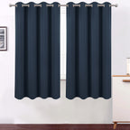 Lemomo 100% Blackout Navy Blue Curtains With Black Lining/52 X 63 Inch/Set Of 2 Panels Thermal Insulated Room Darkening Curtains