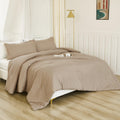 Litanika Taupe Comforter Set King Size, 3 Pieces Solid Bedding Comforter Set, All Season Fluffy Bed Set (104X90In Comforter & 2