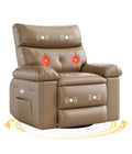 GarveeHome Swivel Electric Massage Chair, Rocking Recliner Chair with Vibration and Heating, Overstuffed Faux Leather Single Laz