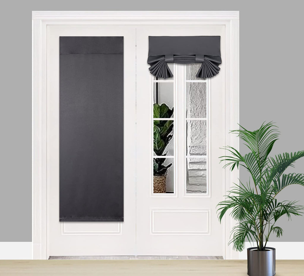 Pi Blackout French Door Curtain,Privacy Thermal Insulated Door Window Curtain For Glass Door/Front Door/Sliding Door/Patio Door 1 Panel (W30Xl68,Dark Grey)
