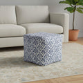18 Blue and White Cotton Floral Pouf Ottoman