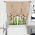 DWCN Blackout Curtains-Tie Up Shade for Window Thermal Insulated Room Darkening Rod Pocket Curtains for Kitchen, Beige, W42 X L6