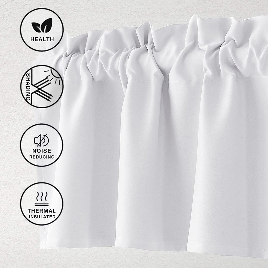 Hiasan Valance Curtains For Kitchen Rod Pocket Room Darkening Window Curtain Valance, 42 X 12 Inches Length, Greyish White, 1 Panel