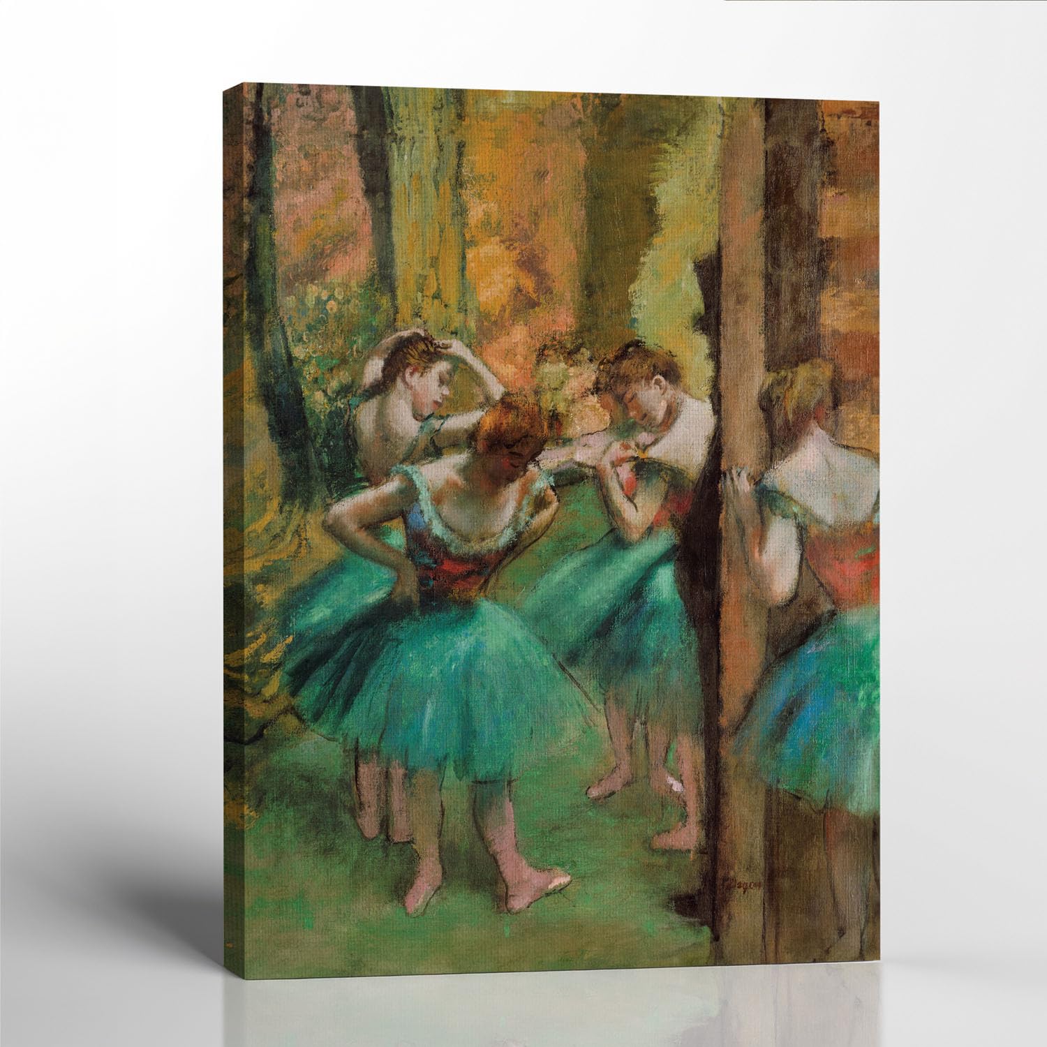 Fine Art Oil Painting, Degas Wall Art, Dancer Pictures, Dancers in Pink and Green Canvas Print, Impressionist Wall Art, Ready To