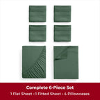 Mellanni California King Sheet Set - 6-Piece Iconic Collection Bedding, (Including 4 Pillowcases), 16-Inch Deep Pocket, Easy Care, Extra Soft, Cooling Sheets, Brushed Microfiber - Emerald Green