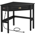Yaheetech L Shaped Computer Desk Corner Table with Charging Station Outlets for Small Space, 90 Degree Triangle Desk Home Office
