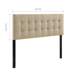 Modway Lily Tufted Linen Fabric Upholstered Full Headboard in Beige