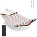 Tegerdeger 12Ft 2 Person Hammock Large Hammock Quick Dry 450Lb Capacity With V Shaped Hardwood Spreader Bar & Nylon Rope For Out