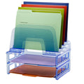 Officemate Blue Glacier Large Incline Sorter With Two Letter Trays, 4 1/4 x 13 3/8 x 9, Blue