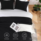 Andency Black California King Comforter Set, 3 Pieces Cal King Boho Soft Solid Bed Comforter, Oversized Lightweight Fluffy Microfiber Bedding Set (104X96In, 2 Pillowcases)