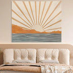 Apdidl Boho Tapestry Wall Hanging For Bedroom Aesthetic, Bohemian Sun Sunrise Sea Vintage Tapestries For Living Room, Retro Hipp