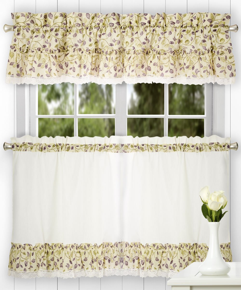Ellis Curtain Clarice 52-By-12 Inch Ruffled Valance, Violet