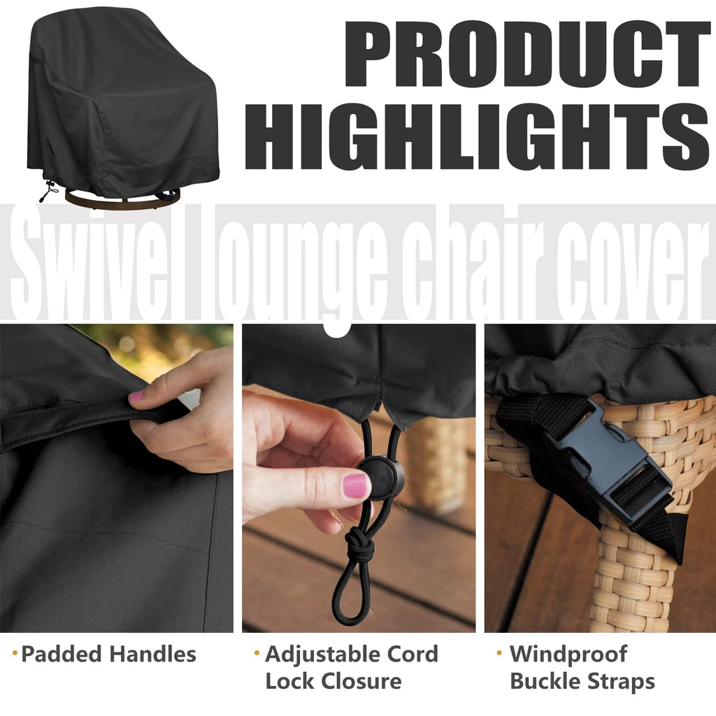 Outdoor Swivel Lounge Chair Cover 2 Pack, Fits To (39' W X 37' D X 38' H) Lawn Patio Chairs, 420D Tear-Resistant, Uv Resistant, Waterproof For Furniture Covers