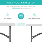 Best Choice Products 4Ft Plastic Folding Table, Indoor Outdoor Heavy Duty Portable W/Handle, Lock For Picnic, Party, Camping - White