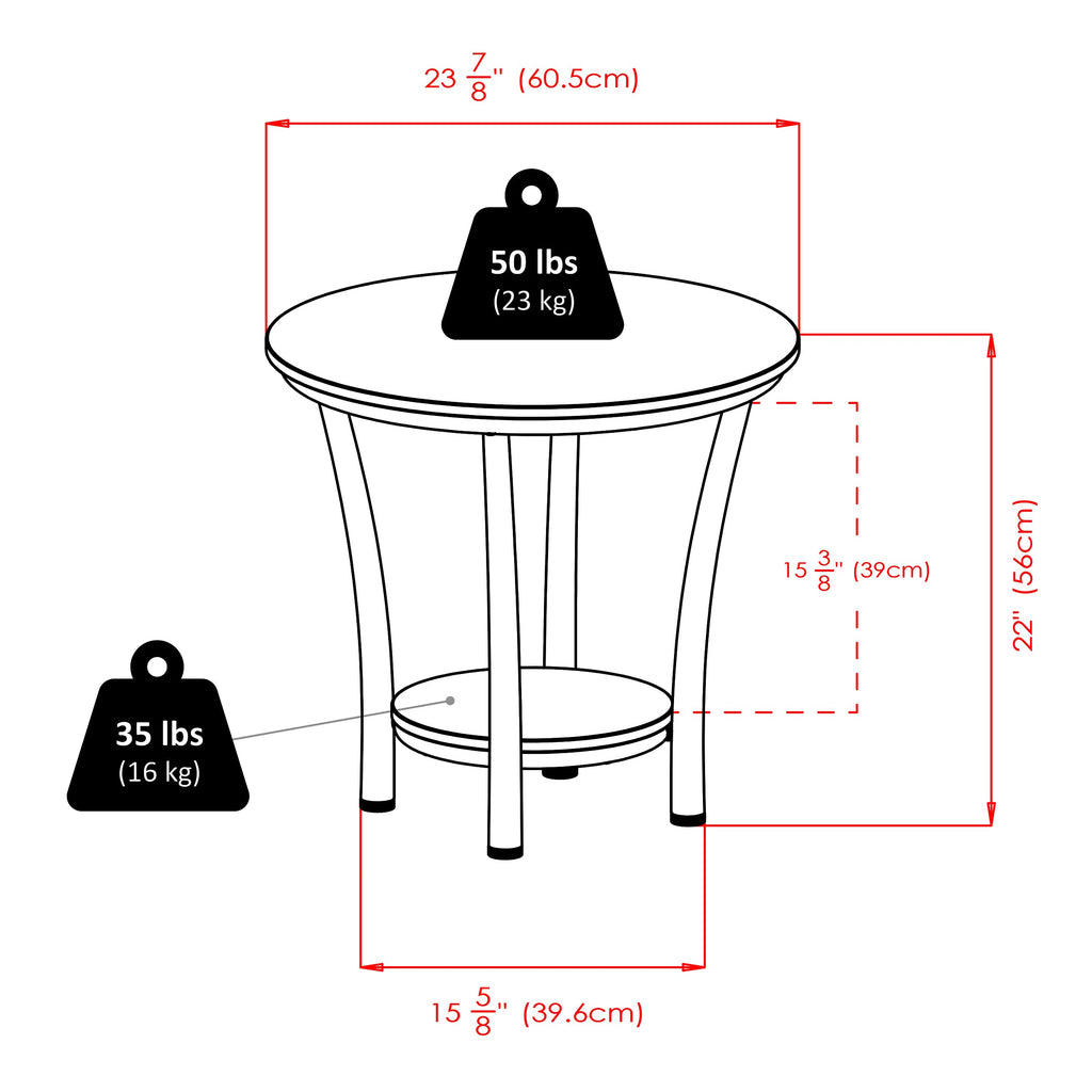 Winsome Maya Round End Table, 23.82" Medium Density Fiber, Black, Model 93219