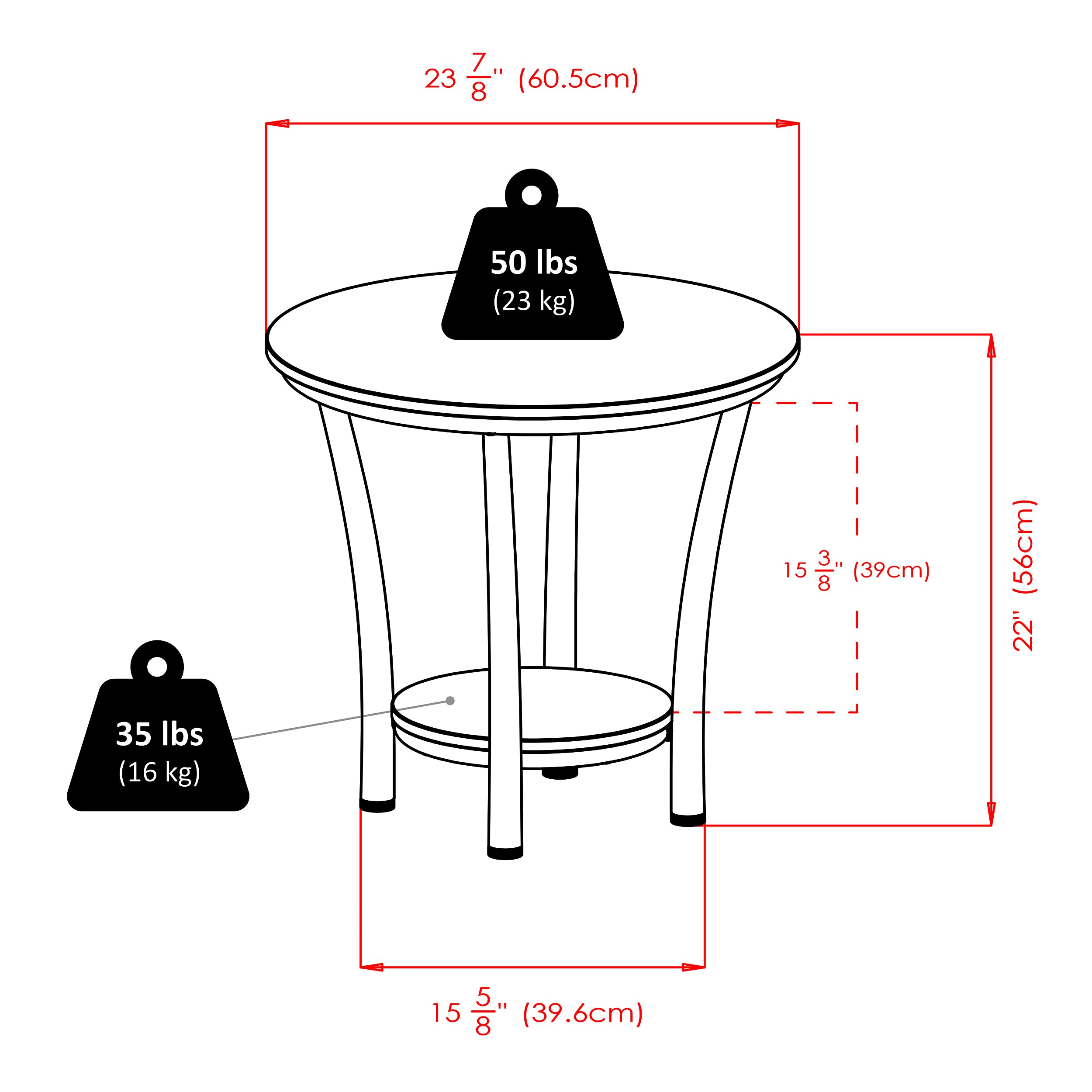 Winsome Maya Round End Table, 23.82" Medium Density Fiber, Black, Model 93219
