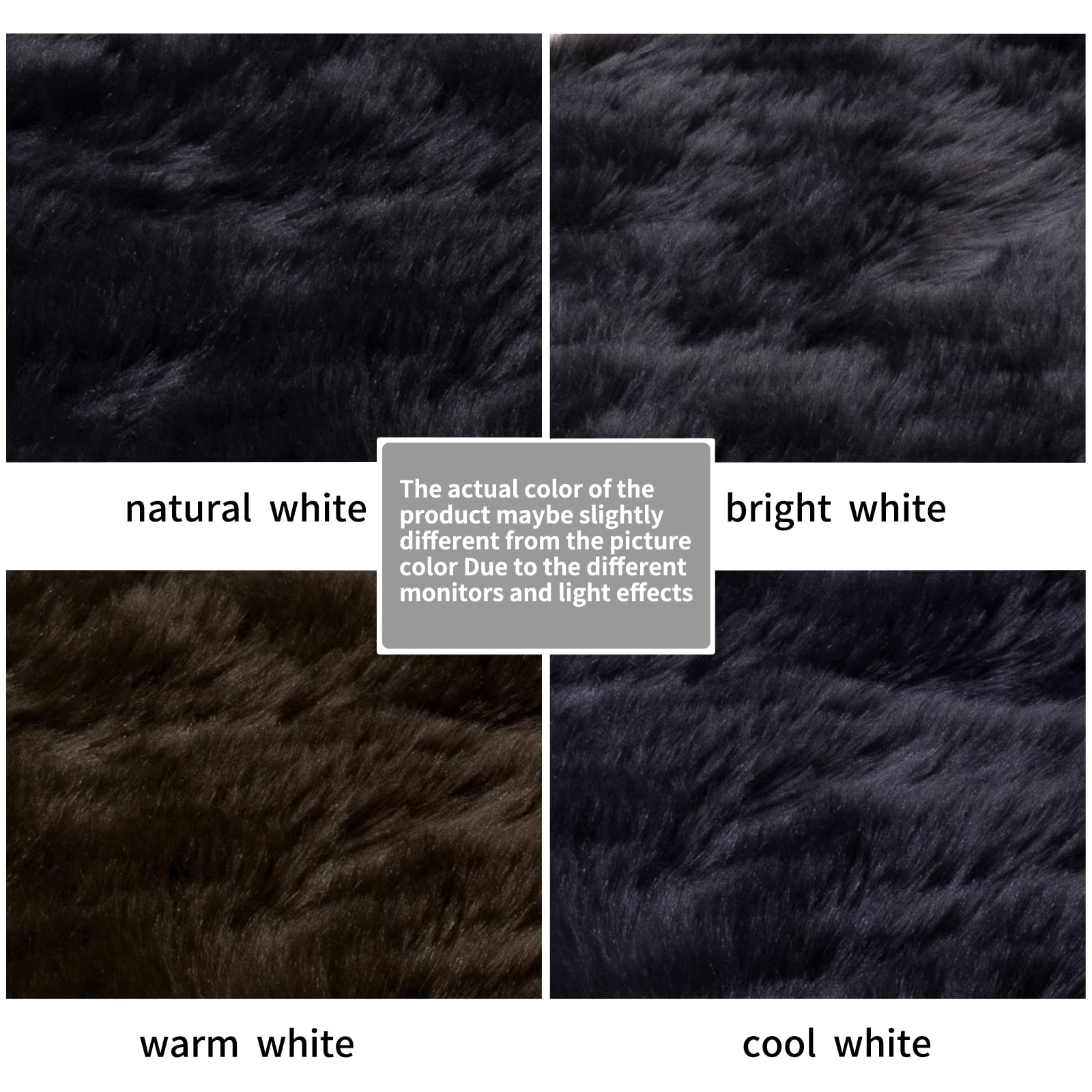 Tangsoo Small Faux Fur Rug, 2x4 ft Microfiber Shag Carpet, Black Soft Sheepskin Cover for Bedroom, Nursery, Kids Room Decor