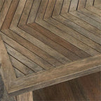 Steve Silver Milani Solid Wood Herringbone Pattern, Mid-Century Modern Styling, Natural Finish End Table, 22 x 22 x 24.25, Light Brown