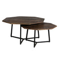 The Urban Port 35, 28-Inch 2-Piece Nesting Coffee Table Set, Octagon Top, Mango Wood